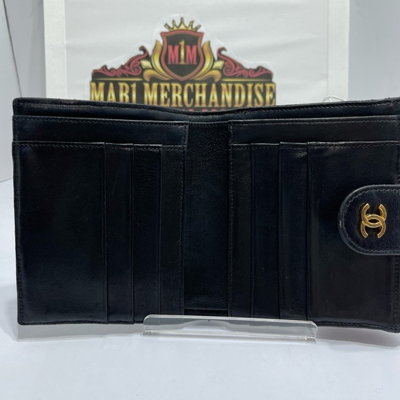 Chanel Quilted double flap wallet  in black lambskin leather. - Picture 6 of 16